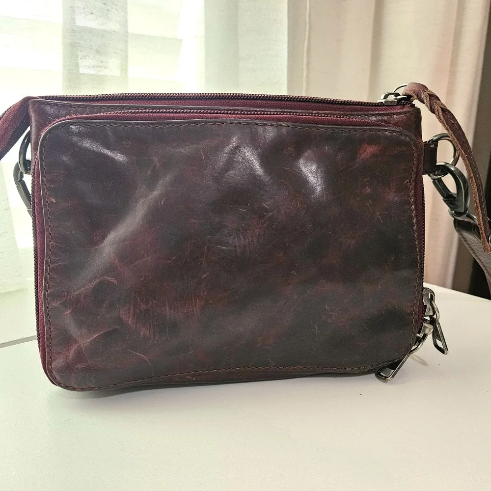 Lady Conceal Leather Crossbody Bag Brown Organizer Concealed Carry CCW Purse